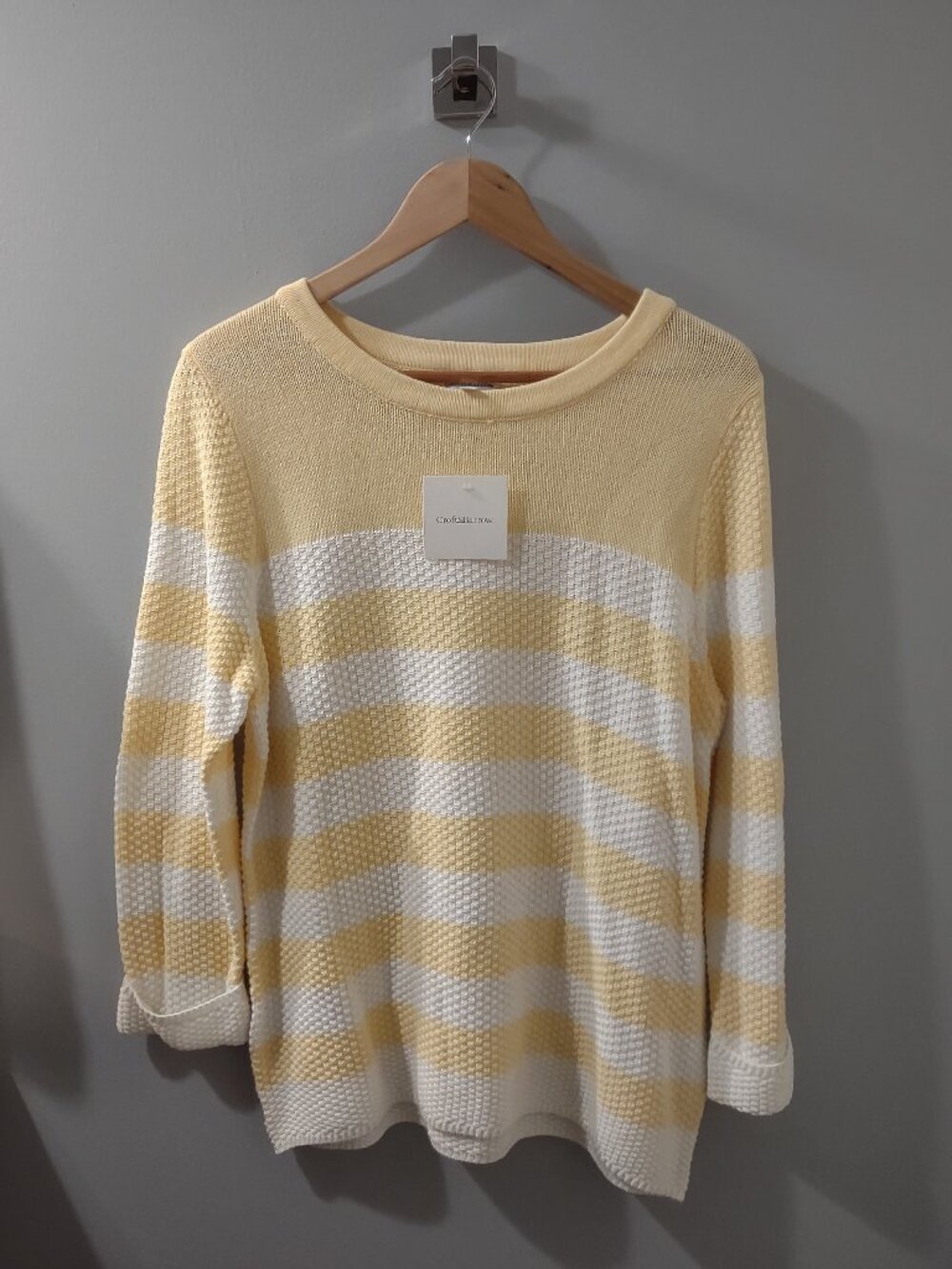 Croft & Barrow NWT Yellow White Knit Chunky Sweater XL Kohl's